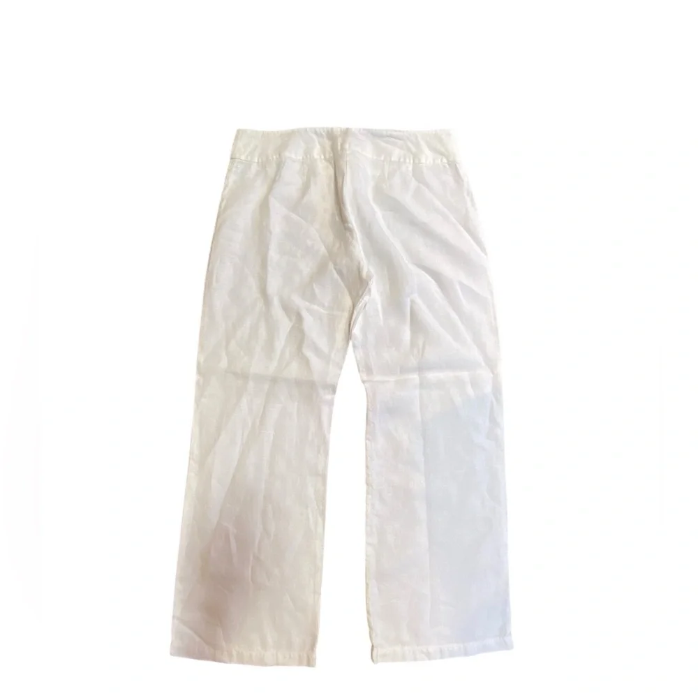 NWOT Eileen Fisher Linen White Wide Leg Flat Front Trousers 10